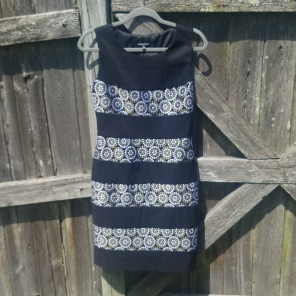 Samuel Dong black/white/ olive green circle dres